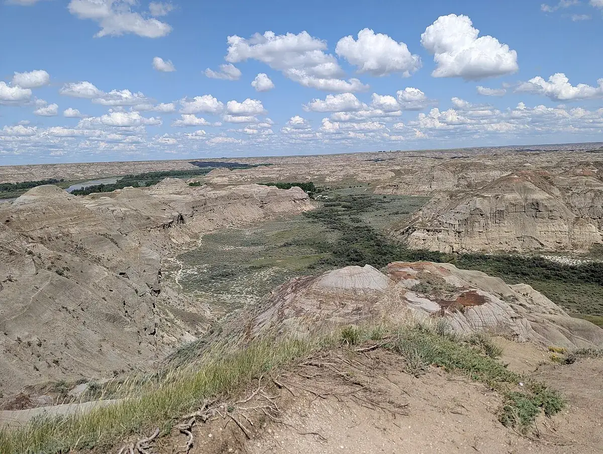Upland view of the campground in Dinosaur Provincial Park.