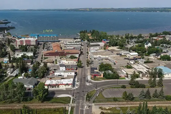 Aerial view of the Town of Sylvan Lake, near Jarvis Bay (not the campground).