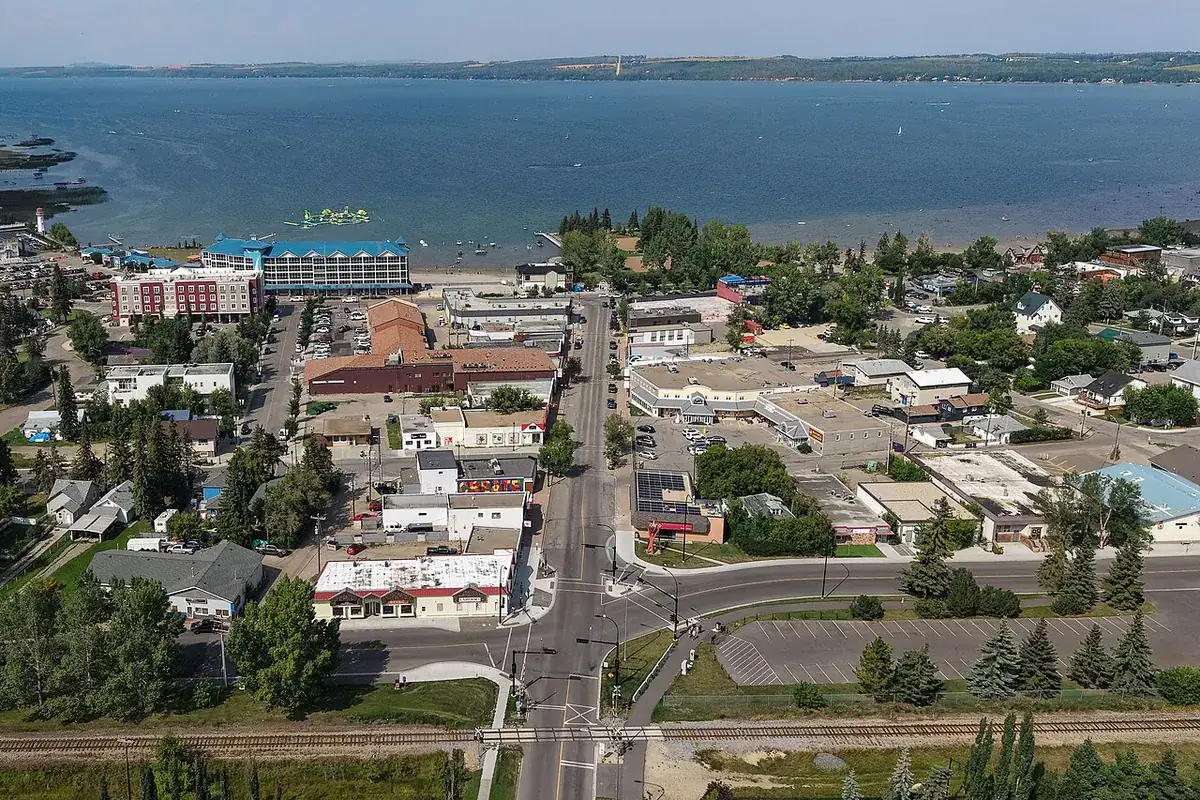 Aerial view of the Town of Sylvan Lake, near Jarvis Bay (not the campground).