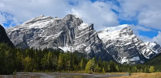 Mount Kidd, the peak above the RV park.