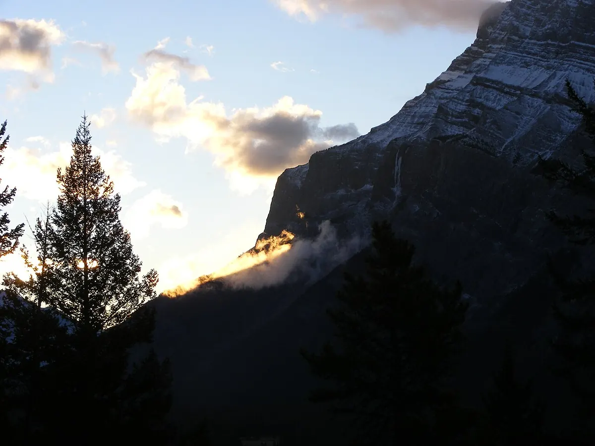 Mount Rundle seen from Tunnel Mountain Road, the campground access road.