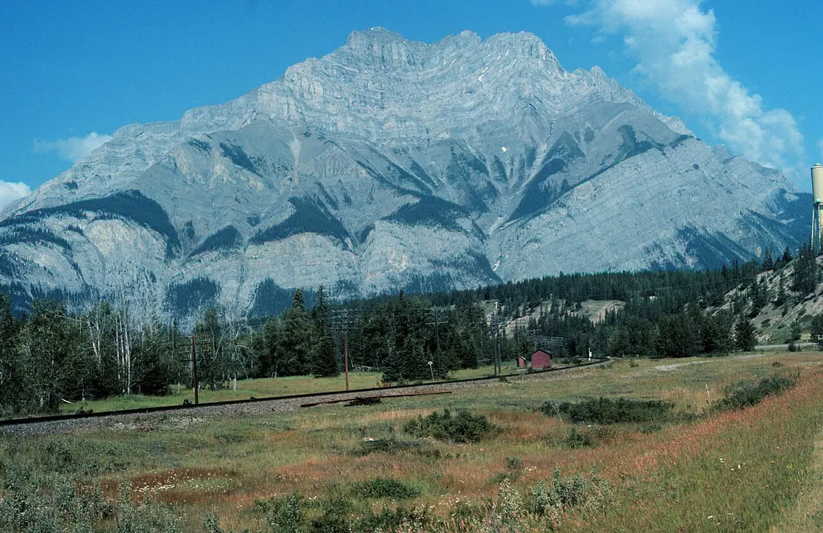 Cascade Mountain photographed at the entrance to the Two Jack Lake campground.